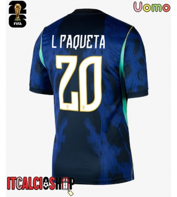Brasile Lucas Paqueta #20 Seconda Maglia Mondiali 2026 Manica Corta Brasile Lucas Paqueta #20 Seconda Maglia Mondiali 2026 Manica Corta